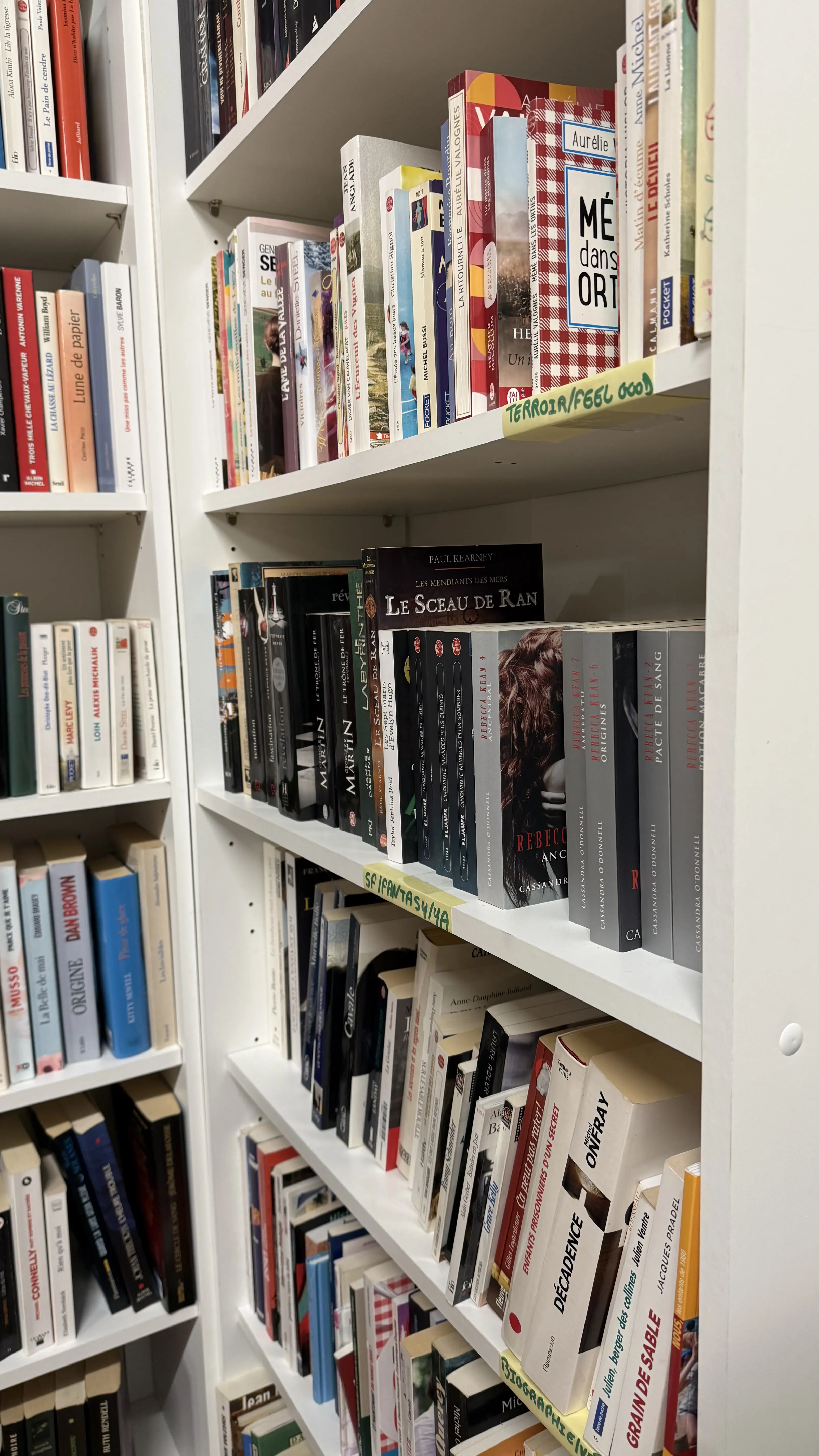 Rayon livres de la ressourcerie — romans, BD et poches
